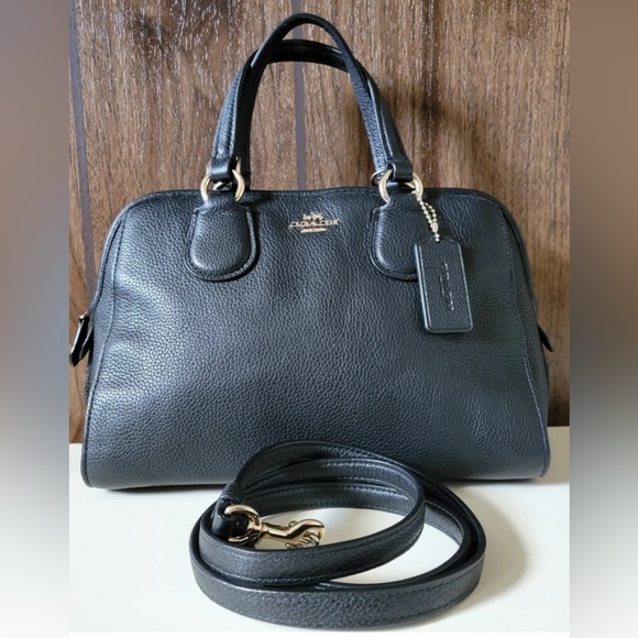 Coach Handbags - COACH Nolita Black Pebble Leather Satchel Handbag GUC